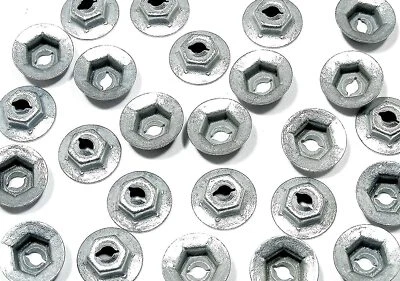Emblem & Trim Thread Cutting PAL Nuts Fit 1/8" Studs 5/16" Hex (Qty-50) #1301-50 - Image 1 of 4