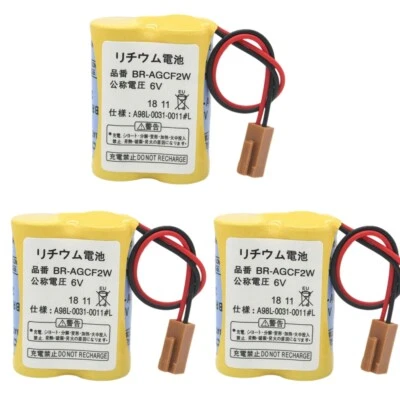 3x BR-AGCF2W / A98L-0031-0011 #1 6V 2200mAH Battery For FANUC with Plug NEW - Image 1 of 4