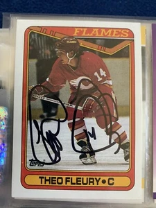 5 Theo Fleury hockey cards. 1 card autographed - Picture 1 of 5