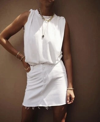 Mini-saia jeans Jcrew Petite branca tamanho 26 nova com etiquetas - Imagem 1 de 4