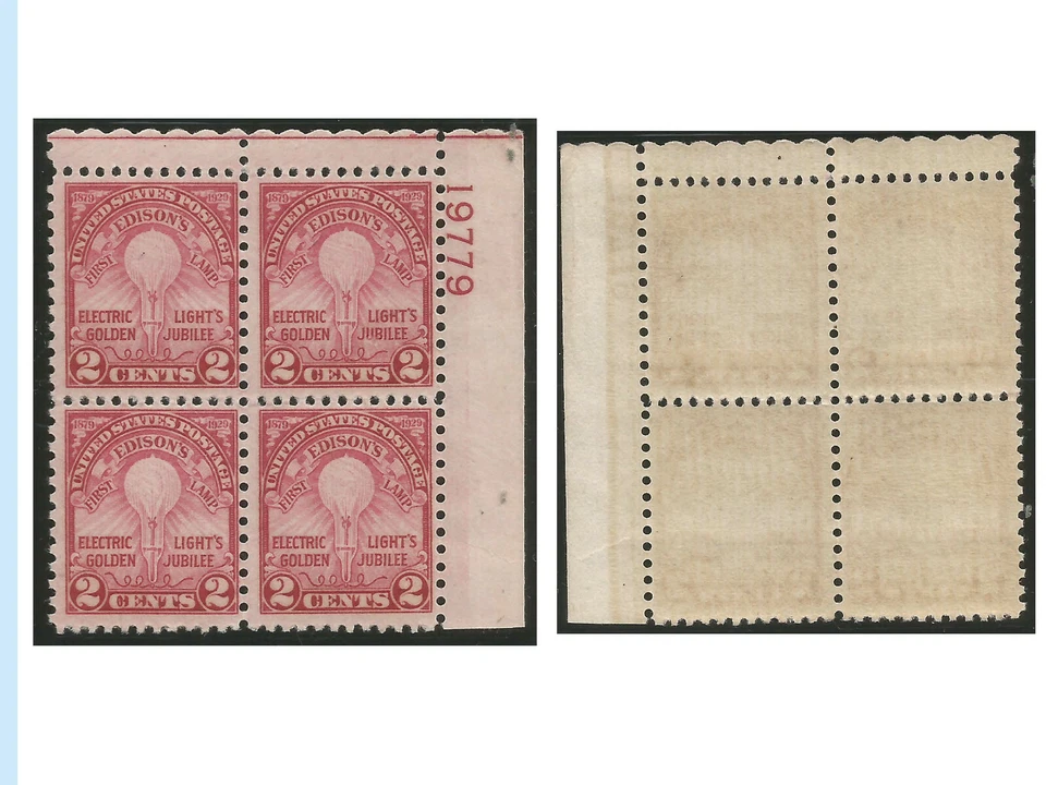 US stamps, Plate number block, Edison 655 Rotary Press, MNH, OG, F-VF, Fresh - Image 1 of 1