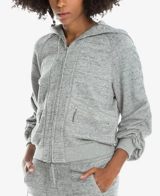 New $278 Max Studio London Womens Heathered Grey Zip-Front Hoodie Sweater Size S Foto 1 de 2