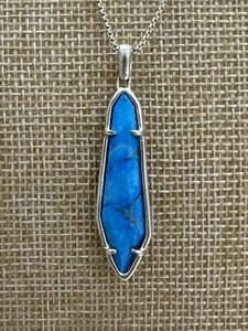Kendra Scott Cassidy Goldtone Pendant Necklace In Blue Aqua Howlite. - Picture 1 of 8