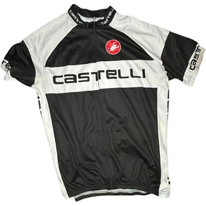 Castelli Men's Athletic Full Zip Black & White Cycling Polyester Jacket Size XL - Picture 1 of 8