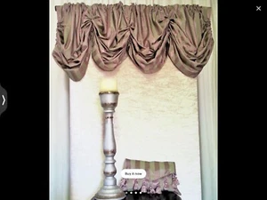 Valance. Stationary balloon. Green/Rose. For 2” rod diameter. Custom made. New - Picture 1 of 1