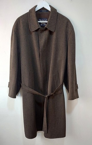 Cappotto Vintage Burberry Lana Versata Taglia 4 XL MARRONE Multicolore