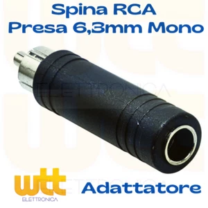 Adattatore Da Spina RCA a Presa Jack 6,3mm Mono - Foto 1 di 1