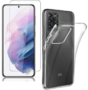 For ZTE BLADE V30 TEMPERED GLASS SCREEN PROTECTOR + CLEAR SILICONE TPU GEL CASE - Picture 1 of 12