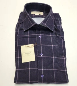 250 $ NEU Hagen Box Check Cord geknöpftes Sporthemd CARMEL FIT SMALL S lila - Bild 1 von 6