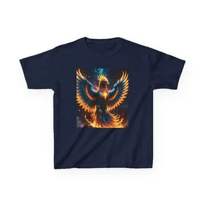 Flame Phoenix Kids Tee, Youth Phoenix Shirt, Birthday Gift, Cool Graphic Tee, - Picture 1 of 41