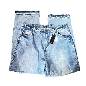 Pantalones de mezclilla Nasty Gal NUEVO talla 18 Plus desgastados dobladillo dividido cintura alta lavados vintage - Imagen 1 de 10
