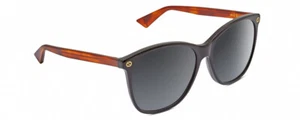 Gucci GG0024S Unisex Square Sunglasses in Black Brown Havana/Grey Gradient 58 mm - Picture 1 of 3