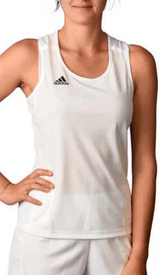 adidas T19 Womens Training Vest White Workout Fitness Breathable Tank Top Ladies - Image 1 of 4