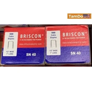 (2 BOXES) BRISCON (SN-40) 500 Cable Staples 1/2" Wide 1" Long - Picture 1 of 1