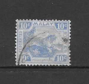 MALAYA SCOTT 62 USED FINE - 1923 10c ULTRA ISSUE - TIGER - Picture 1 of 2