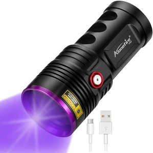 36W UV Flashlight USB Rechargeable Blacklight Torch Pet Urine Detector 365nm - Picture 1 of 5