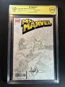 Ms Marvel 1 Michael Turner Sketch Variant CBCS 9.0 Turner Auto Signature - Picture 1 of 3