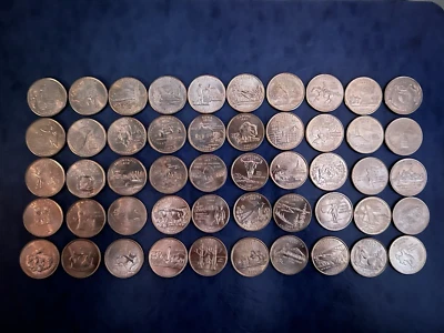 US 1999-2008 50 States Statehood Quarters Complete Set - All P Mint 50 Coins - Image 1 of 2