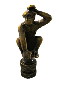 Lamp Finial-MONKEY-Aged Brass Finish, Highly detailed metal casting - Picture 1 of 11
