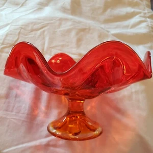 Tazón de pedestal compuesto de 6 pétalos vintage de vidrio Viking LE Smith - Imagen 1 de 18