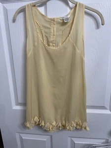 Esley (Anthropologie) Ruffle Fringe Bottom Tank Shirt Top Small Light Yellow - Picture 1 of 5