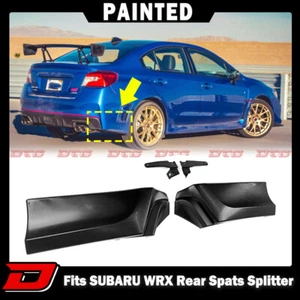 18 Fits SUBARU WRX 4th STI 4D Rear Bumper Spats Canard Splitter OE Painted Black - Picture 1 of 4