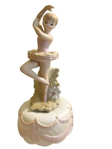 Vintage Lefton Porcelain Ballerina Music Box Swan Lake Figurine Works Great 7" - Picture 1 of 4