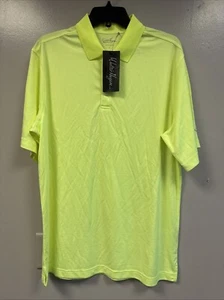 NWT Walter Hagen Men’s Essentials Striped Polo Size Large Hi Vis Yellow - Picture 1 of 5