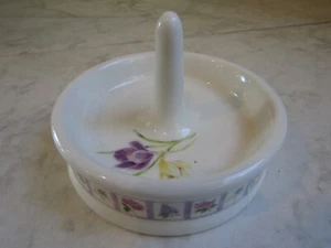 Vtg Bill Barnes Floral Ceramic Ring Holder Jewelry Dish - Picture 1 of 5