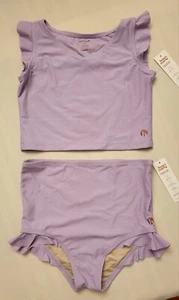 Honey Mark 2-piece Swimsuit Girl's Size 7/8 Ruffles Solid Lavender Tankini Lined - Picture 1 of 11