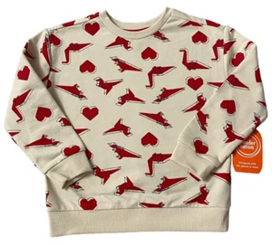 Wonder Nation Toddler Sweatshirt Beige & Red Sz 3T- Origami & Hearts - Picture 1 of 2