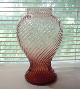 Burgundy Ribbed Swirl Glass Vase 11.5"H - Picture 1 of 5