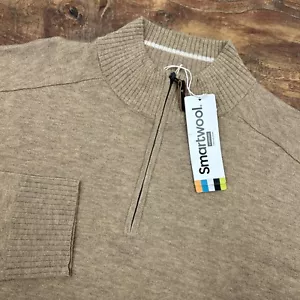 SmartWool 1/2 Zip Sweater Mens XL Toasted Coconut Brown NWT Sparwood Tan - Picture 1 of 10