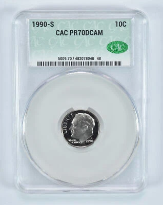 1990-S Roosevelt Dime PR70 DCAM CAC - Image 1 of 4