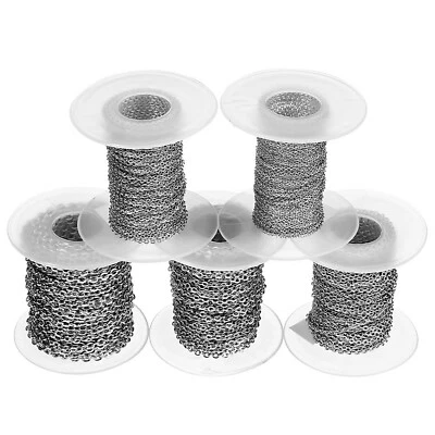 10 Yards Silver Stainless Steel Cable Chains Necklace Craft Oval Link with Spool - Image 1 of 4