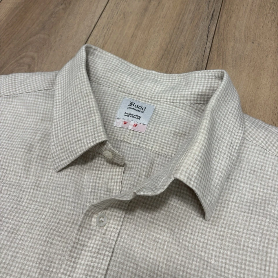 Budd Makers Shirt Mens XXL LINEN Long Sleeve Woven Wedding French Cuffs Preppy - Image 1 of 4