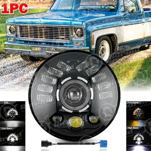 DOT 7 Inch Round LED Headlight Halo DRL HI-LO for Chevy C10 Pickup Truck Camaro - Picture 1 of 21
