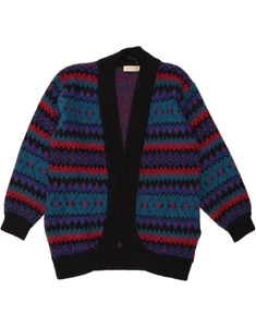 VINTAGE maglione cardigan donna aperto taglia unica multicolore Fair Isle DP48 - Foto 1 di 3