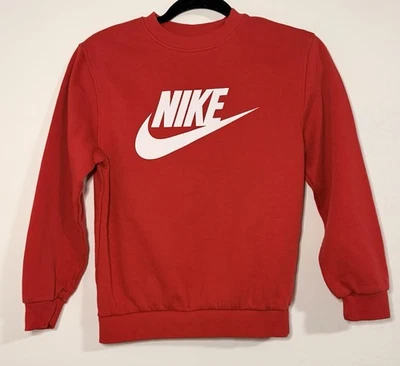 Nike Niños Pequeña Sudadera Roja Manga Larga Logo Estampado Clásico Talla Mediana M Foto 1 de 4