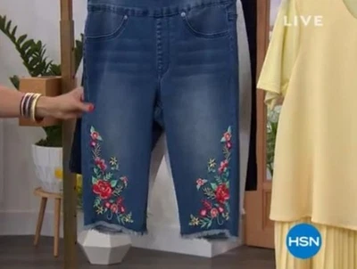 Bermudas Cortas DG2 by Diane Gilman Virtual Elastizadas Bordadas Índigo Talla XXS Foto 1 de 2