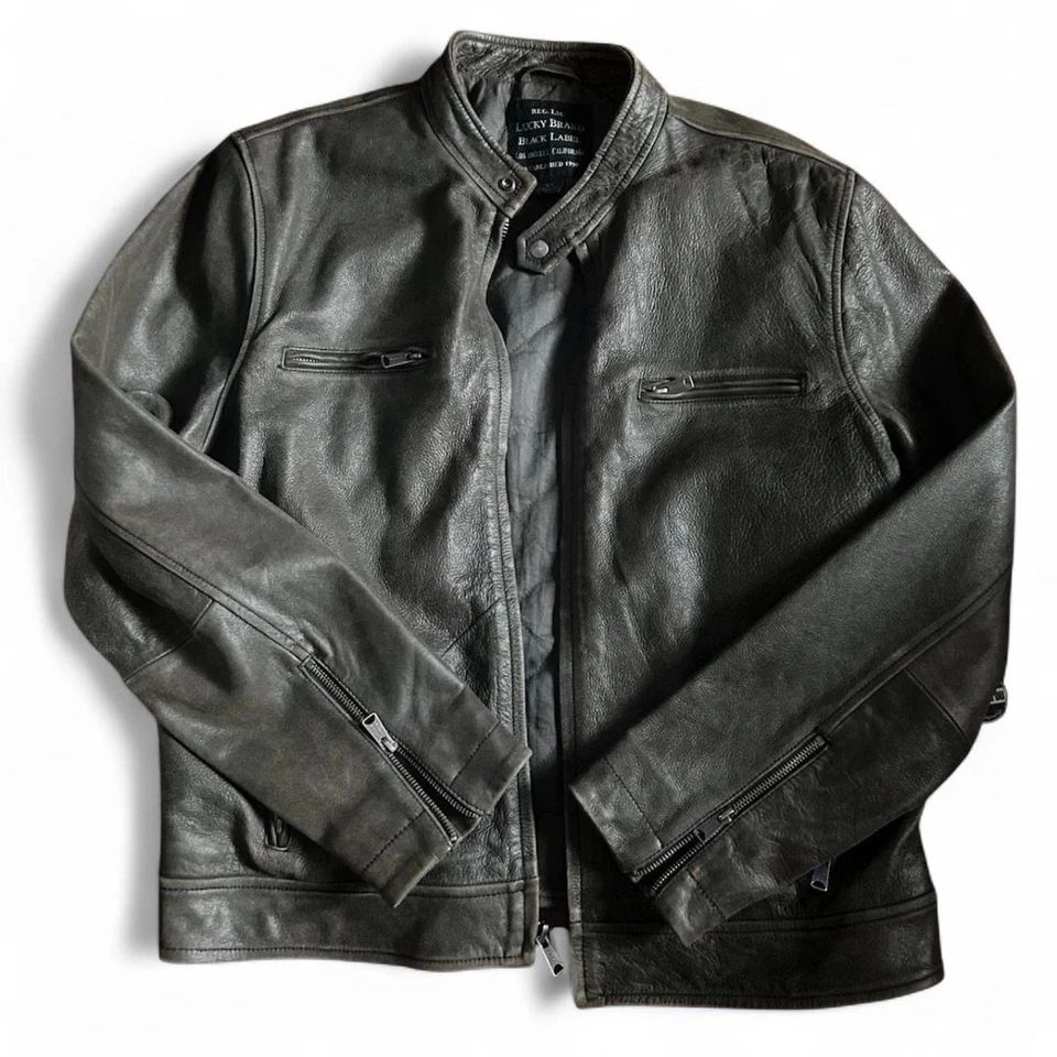 Chaqueta de cuero Lucky Brand etiqueta negra talla grande para hombre Foto 1 de 2
