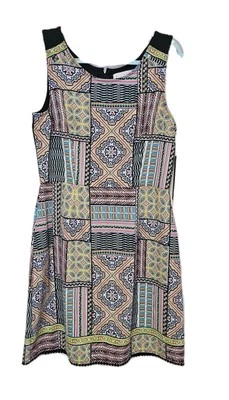 Nicole Miller платье размер 12 без рукавов цветной геометрический принт молнии назад новый с Ярлыками  - Изображение 1 из 4