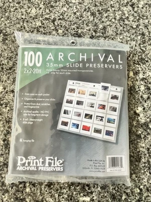 Print File Archival Preservers for 35MM Slides 2x2-20H, 100 Pc. New in Package - Image 1 of 2