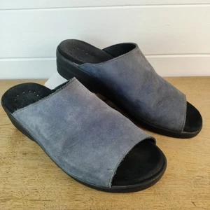 Mephisto Sandals Women's EU 38 US 8 Gray Leather Slip On Wedge Sandals Mules - Picture 1 of 11