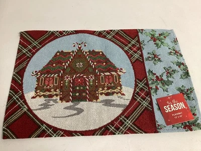 全新带标签 4 件套假日挂毯 Placemats 姜饼屋度假屋 — 第 1/4 张图片
