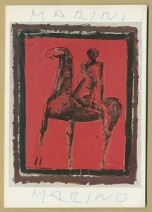 Marino Marini (1901-1980) - Italian sculptor - Rare signed postcard - 70s - Picture 1 of 2