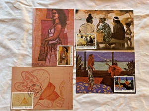 Ansichtskarten * Künstler Maler in Polynesien Erster Tag * 4er Set * 1993 - Bild 1 von 2