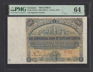 Scotland One Pound 03-01-1901 PS315bs "Specimen" Uncirculated Grade 64 Top Pop - Picture 1 of 2