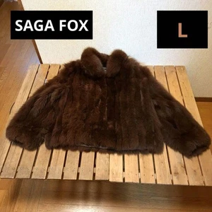 Hermoso Estado SAGA FOX Saga Abrigo de Piel de Zorro Marrón L - Imagen 1 de 12