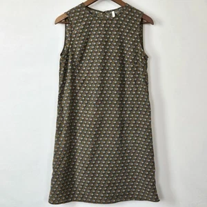 Designer Dress Yargici Turkey silk/linen Mustard & Gray OWL Print Eur 38-US 8 - Picture 1 of 14